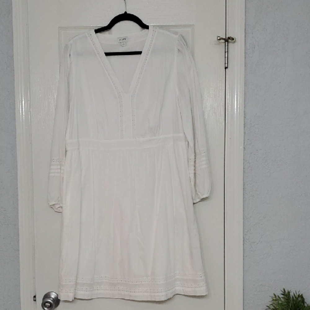 J. Crew White Long Sleeve Dress